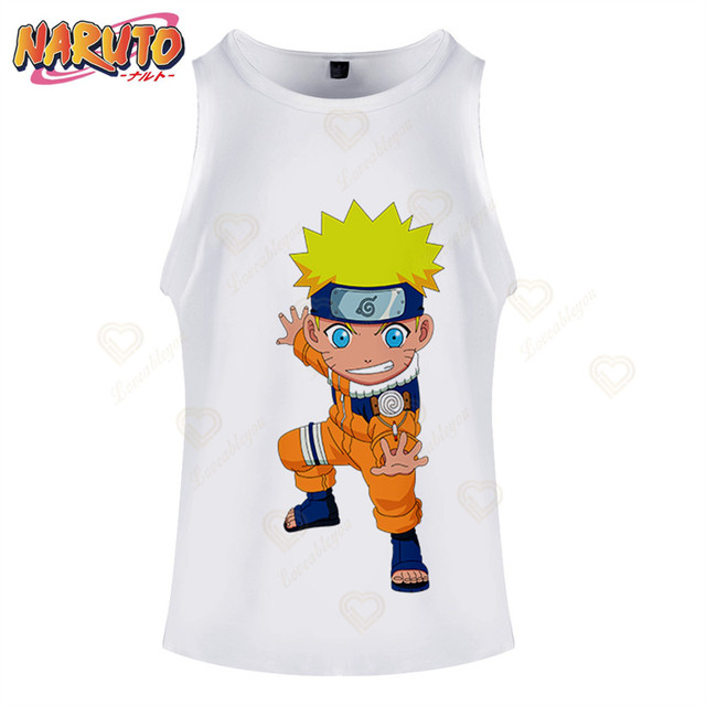 Anime naruto branco colete 2022 nova moda unissex tank topos 3d